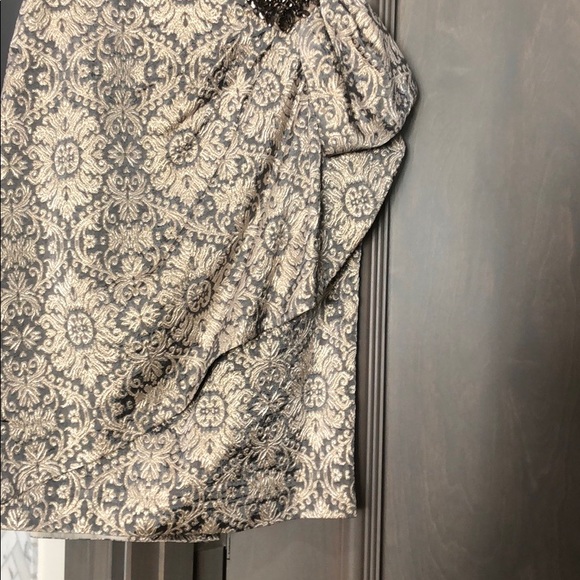 Kay Unger Pewter Damask Party Dress - Picture 2 of 6